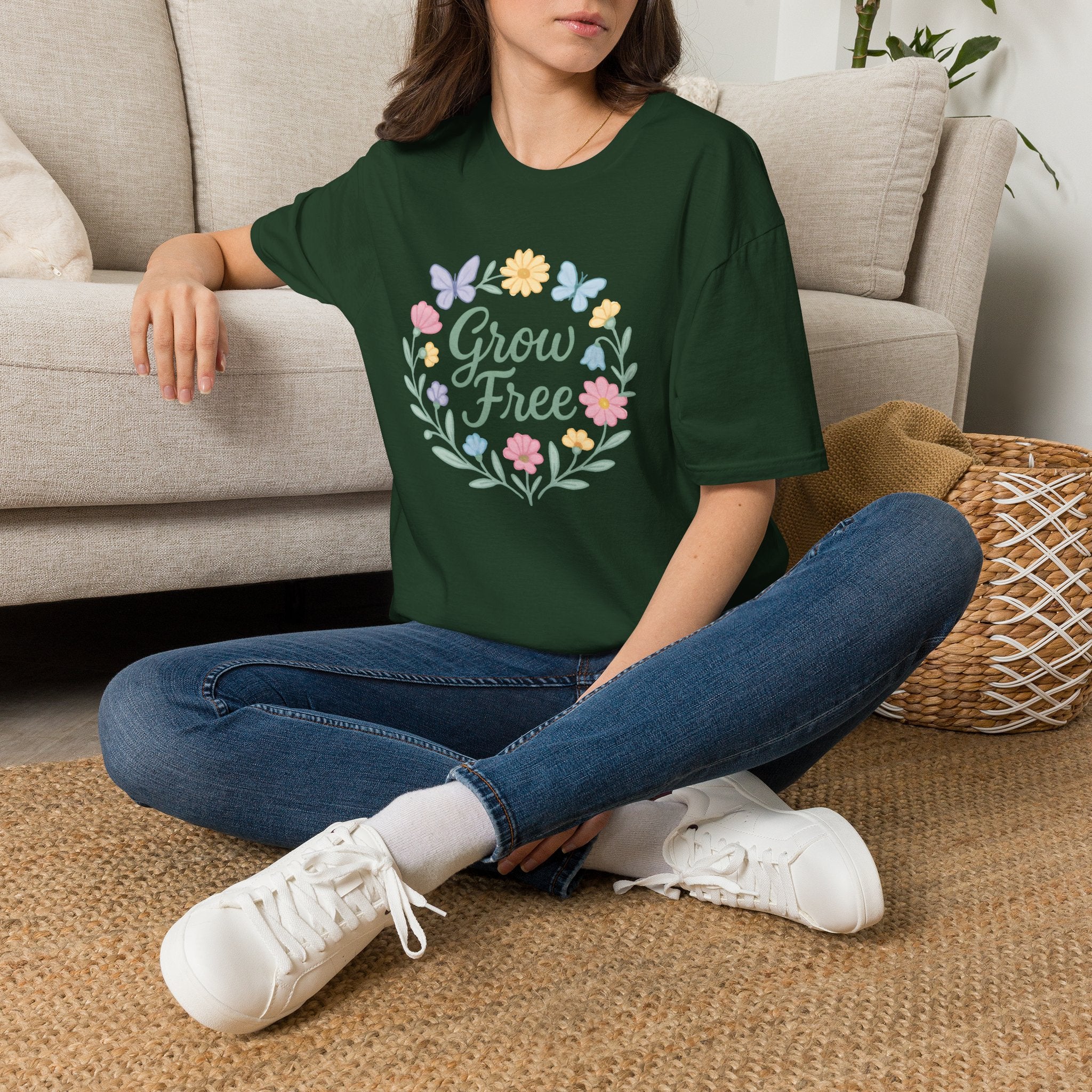 Grow Free Floral Wreath T-Shirt
