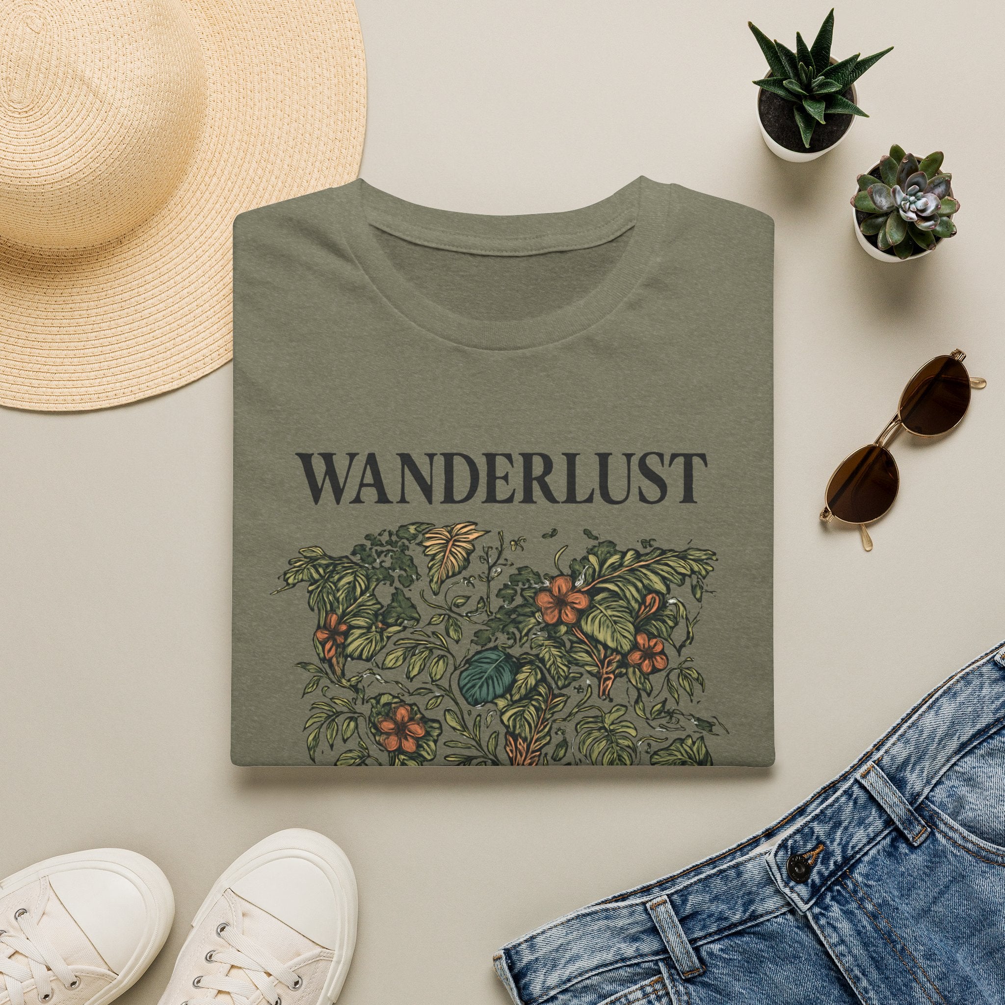 Lush Tropical Floral Scene T-Shirt