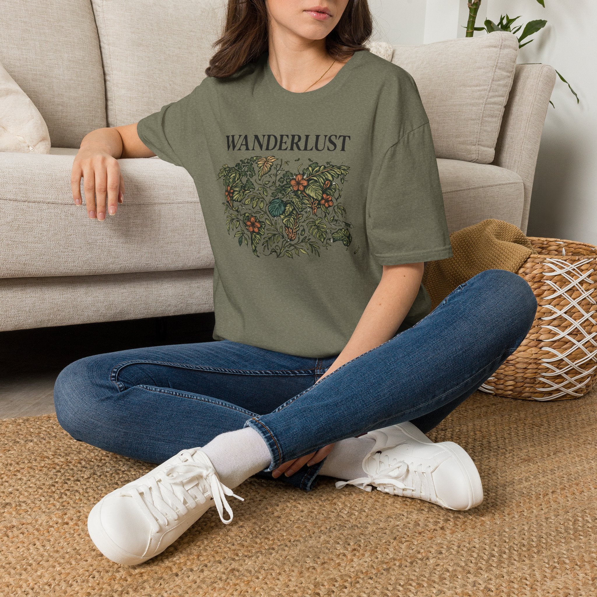 Lush Tropical Floral Scene T-Shirt