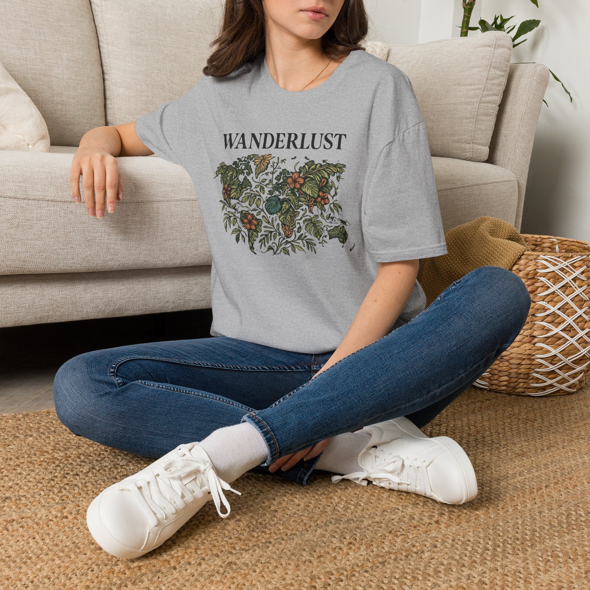 Lush Tropical Floral Scene T-Shirt