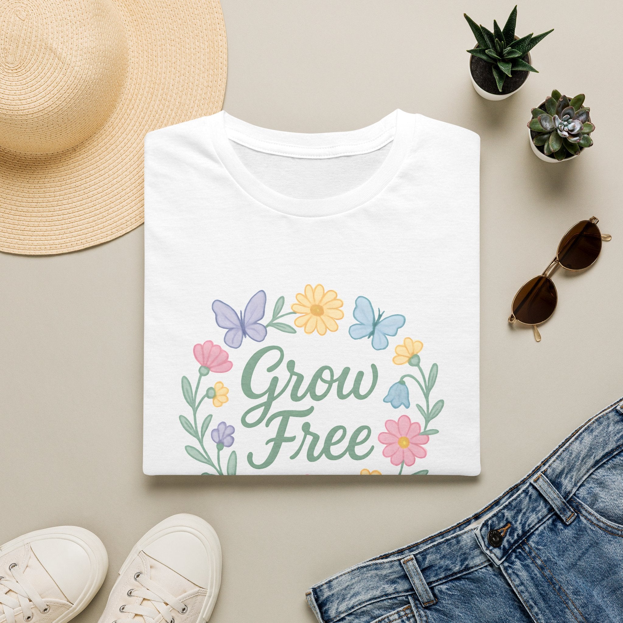 Grow Free Floral Wreath T-Shirt