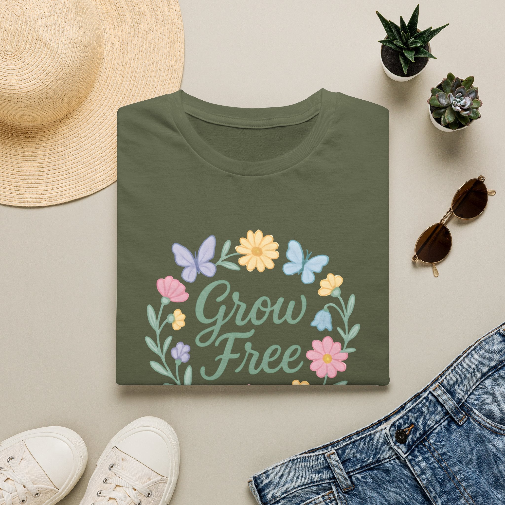 Grow Free Floral Wreath T-Shirt