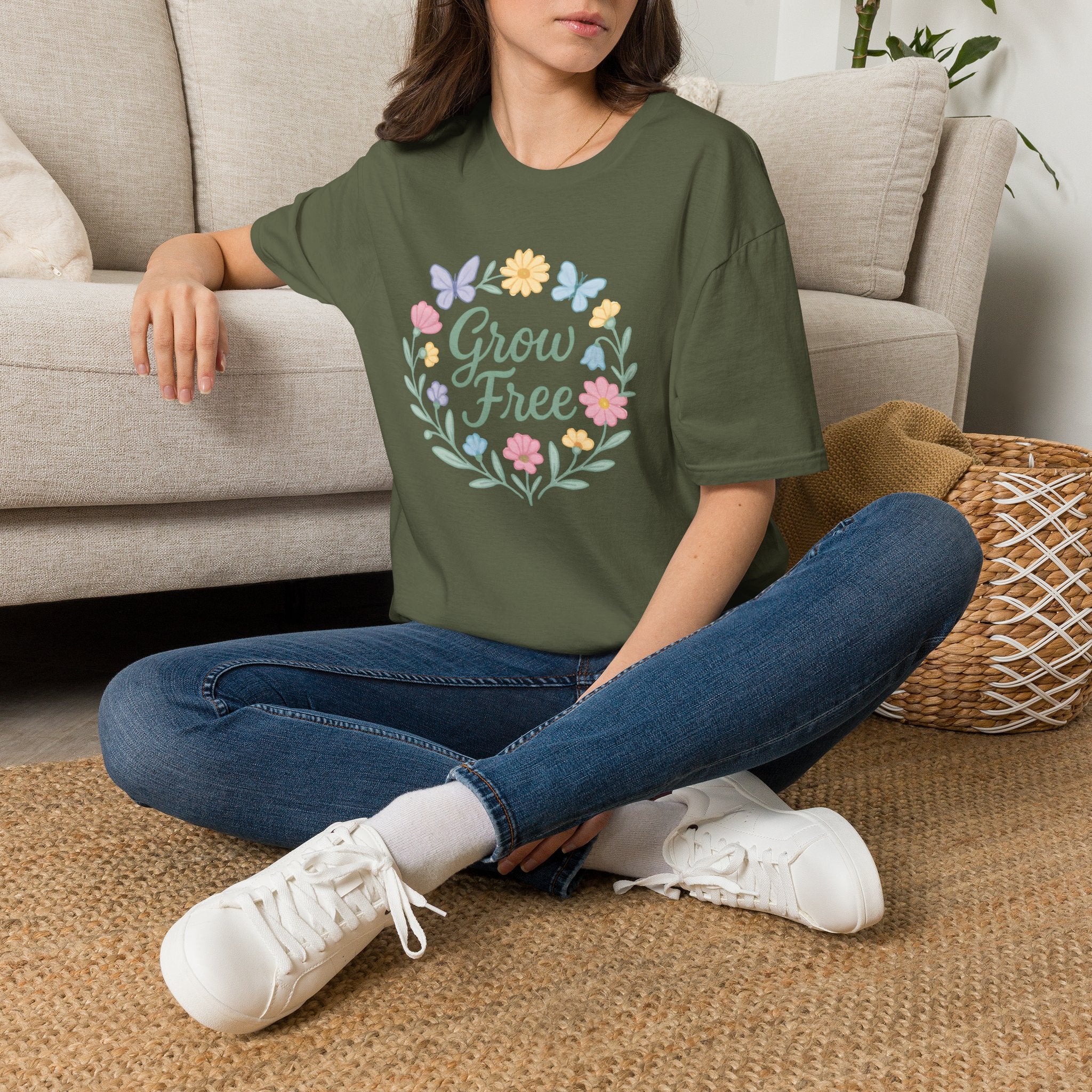 Grow Free Floral Wreath T-Shirt