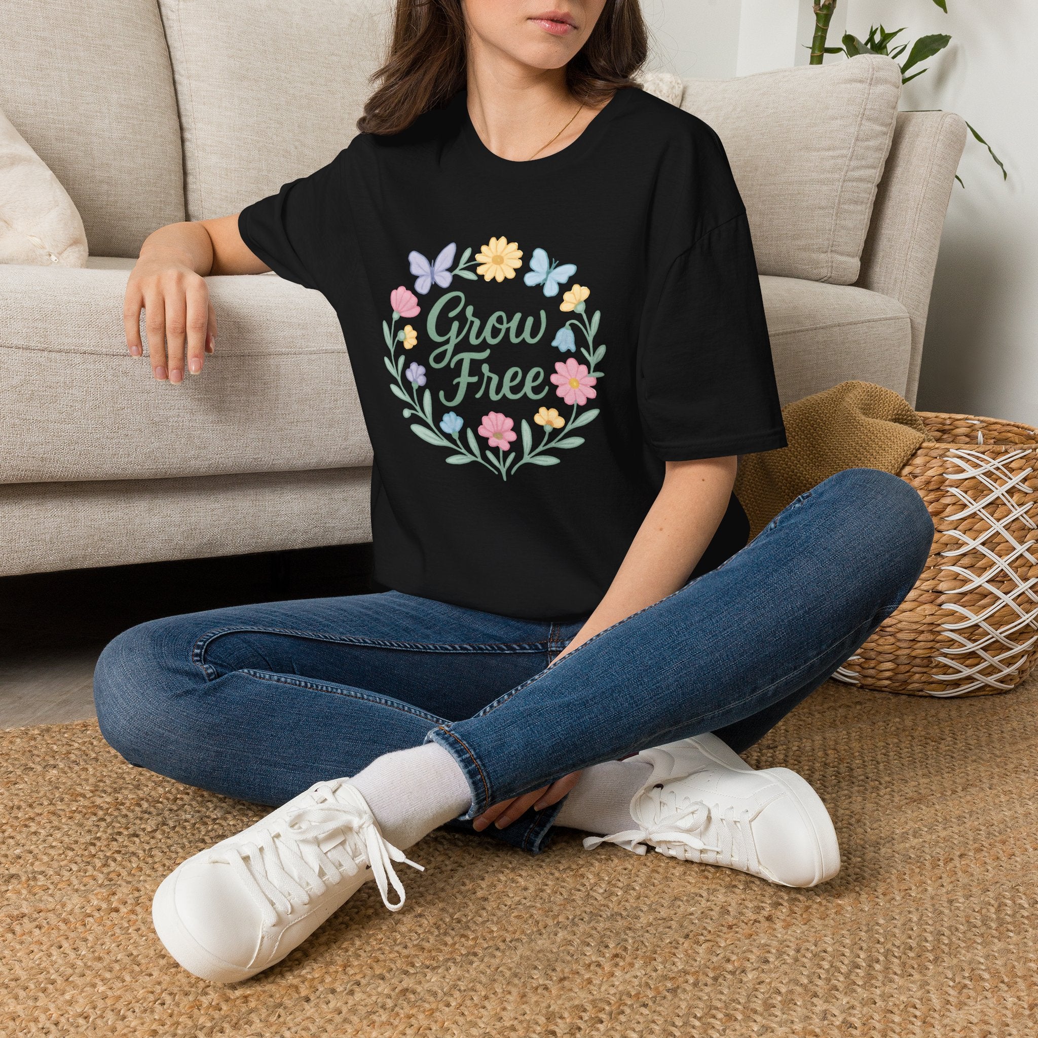 Grow Free Floral Wreath T-Shirt