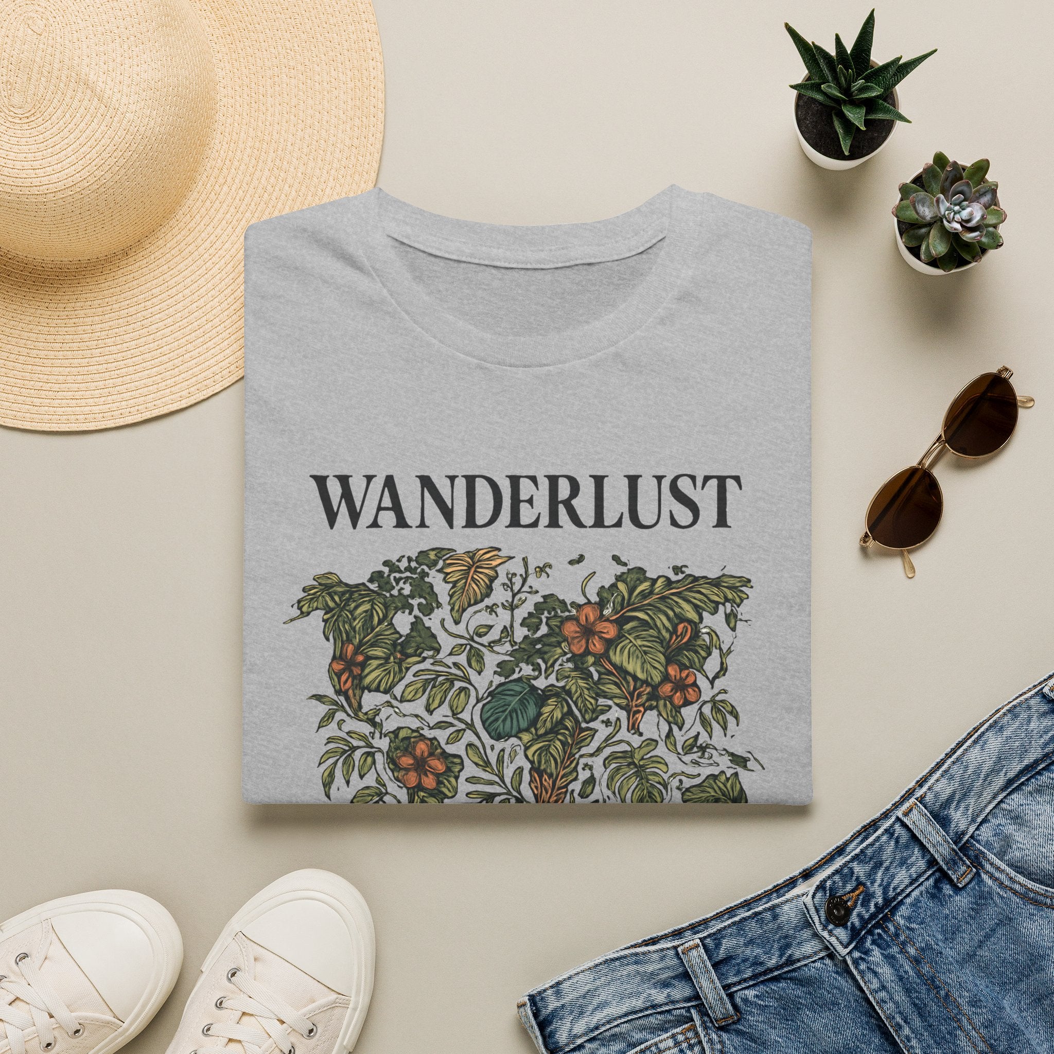 Lush Tropical Floral Scene T-Shirt