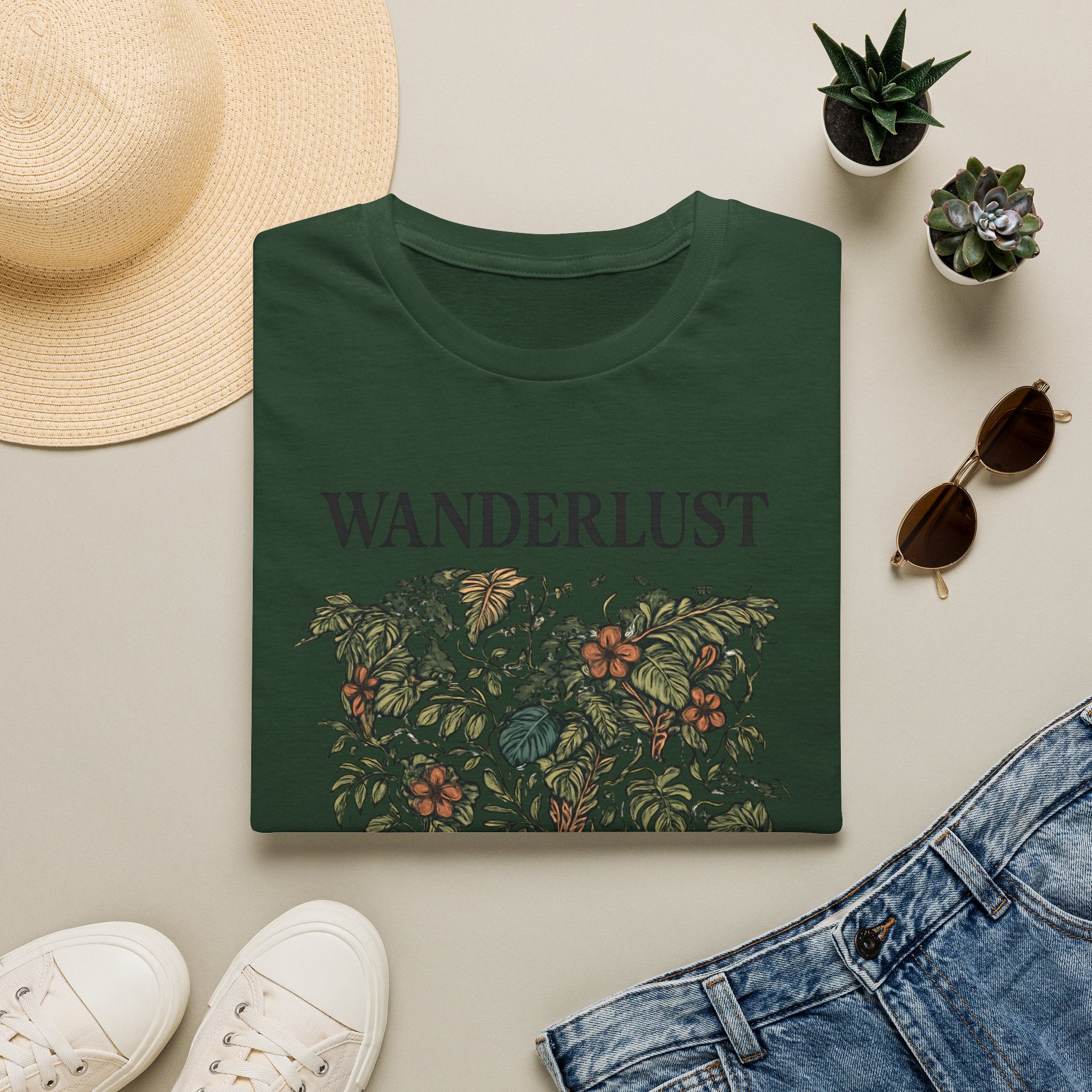 Lush Tropical Floral Scene T-Shirt