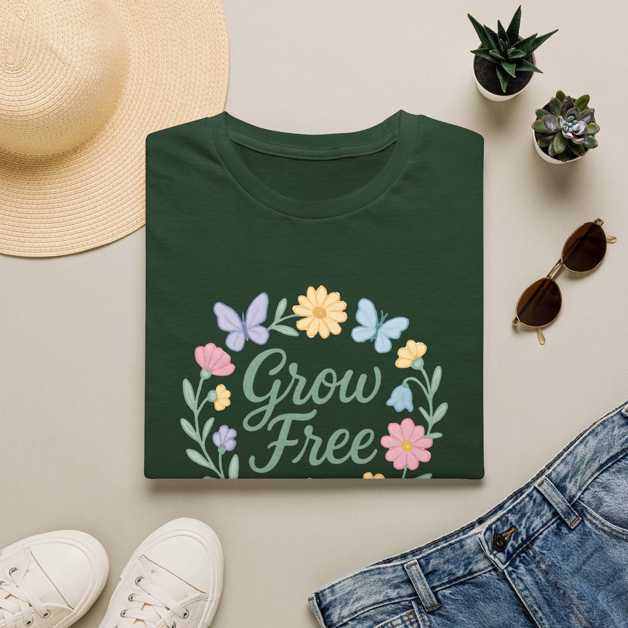 Grow Free Floral Wreath T-Shirt