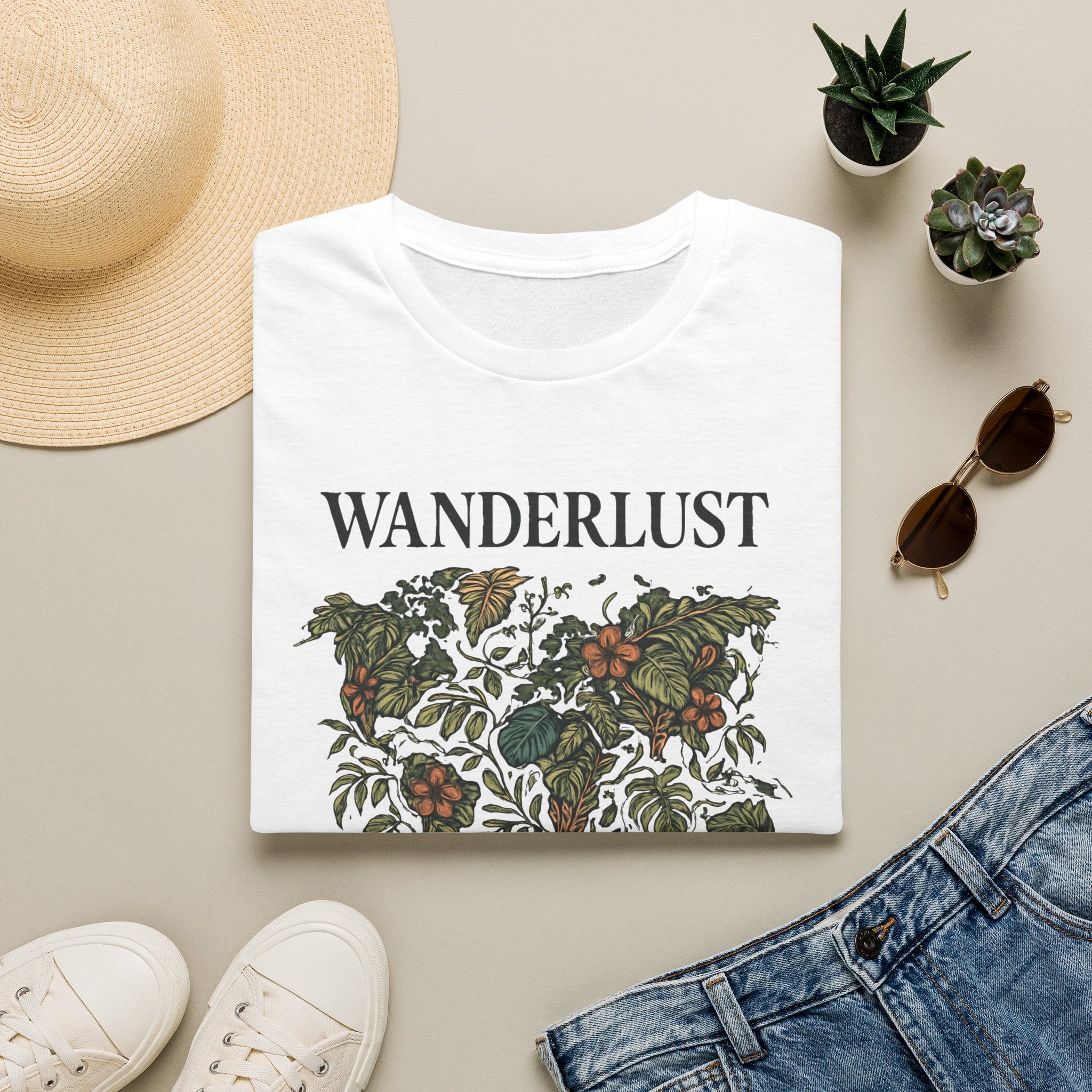 Lush Tropical Floral Scene T-Shirt