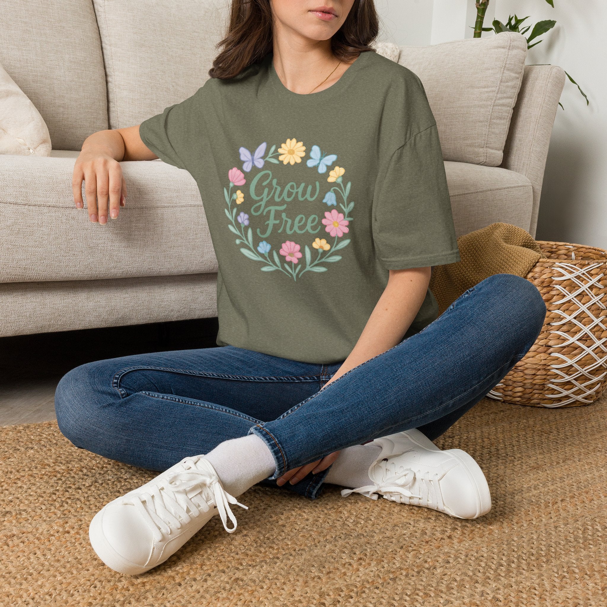 Grow Free Floral Wreath T-Shirt