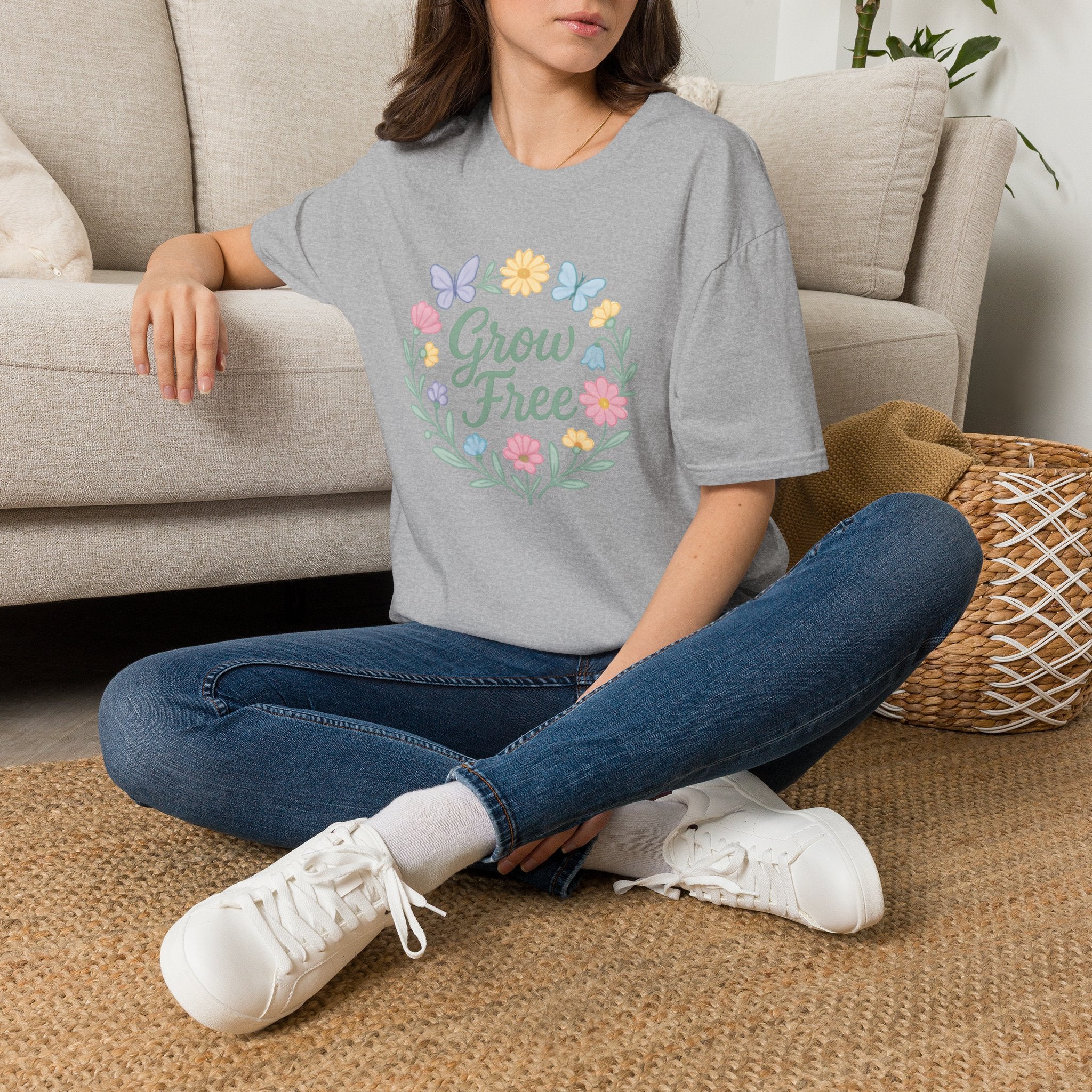 Grow Free Floral Wreath T-Shirt